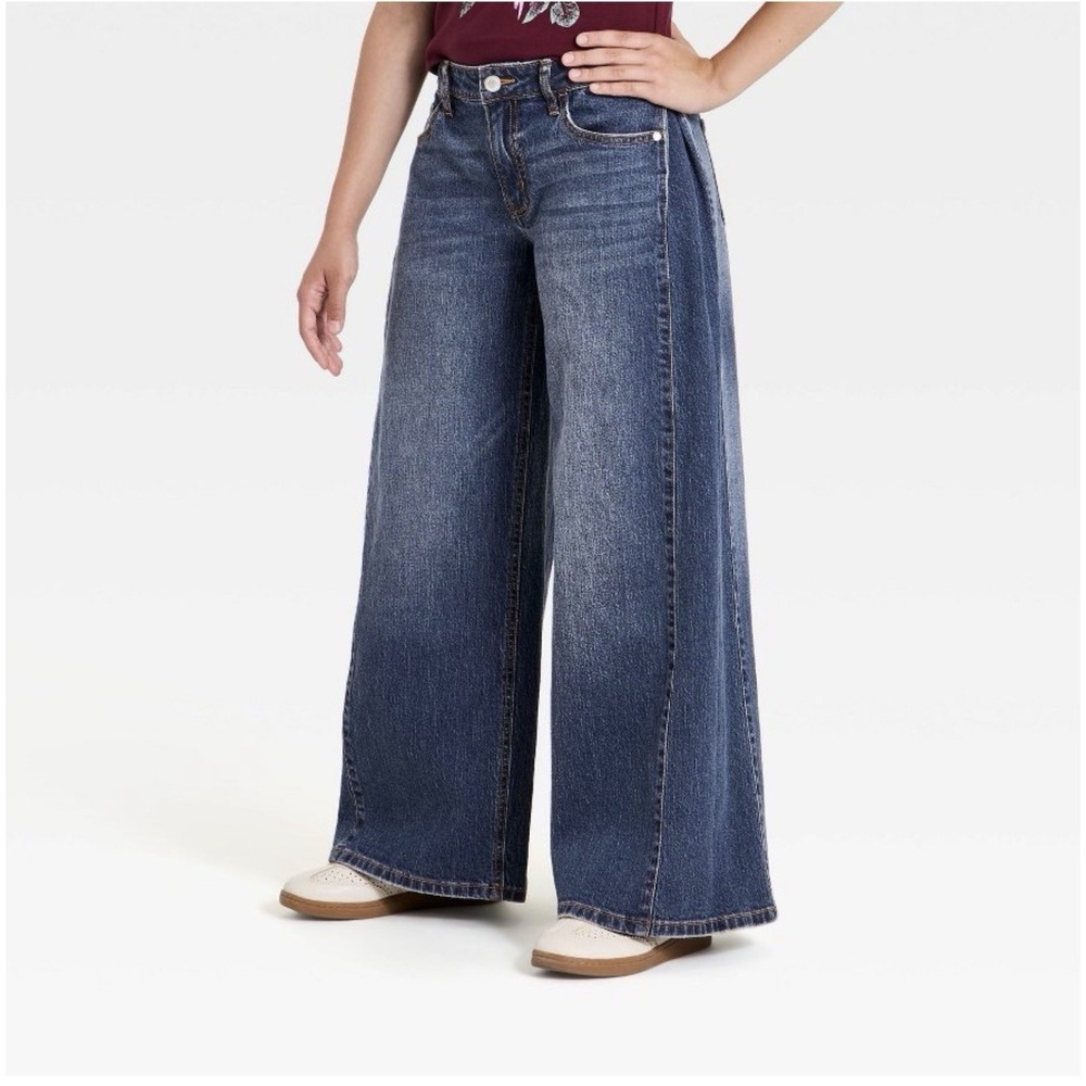 Art Class Girls Jeans Low Rise Ultra Loose Wide Leg Medium Wash Pant Size 8 NWT